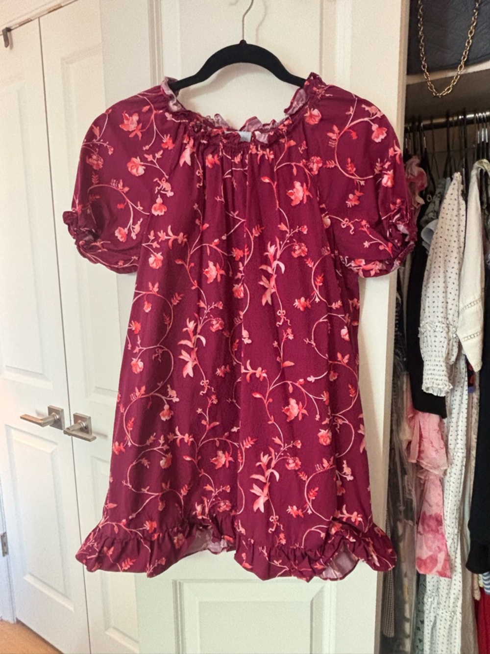 Hill House fall Katherine dress, burgundy and pink